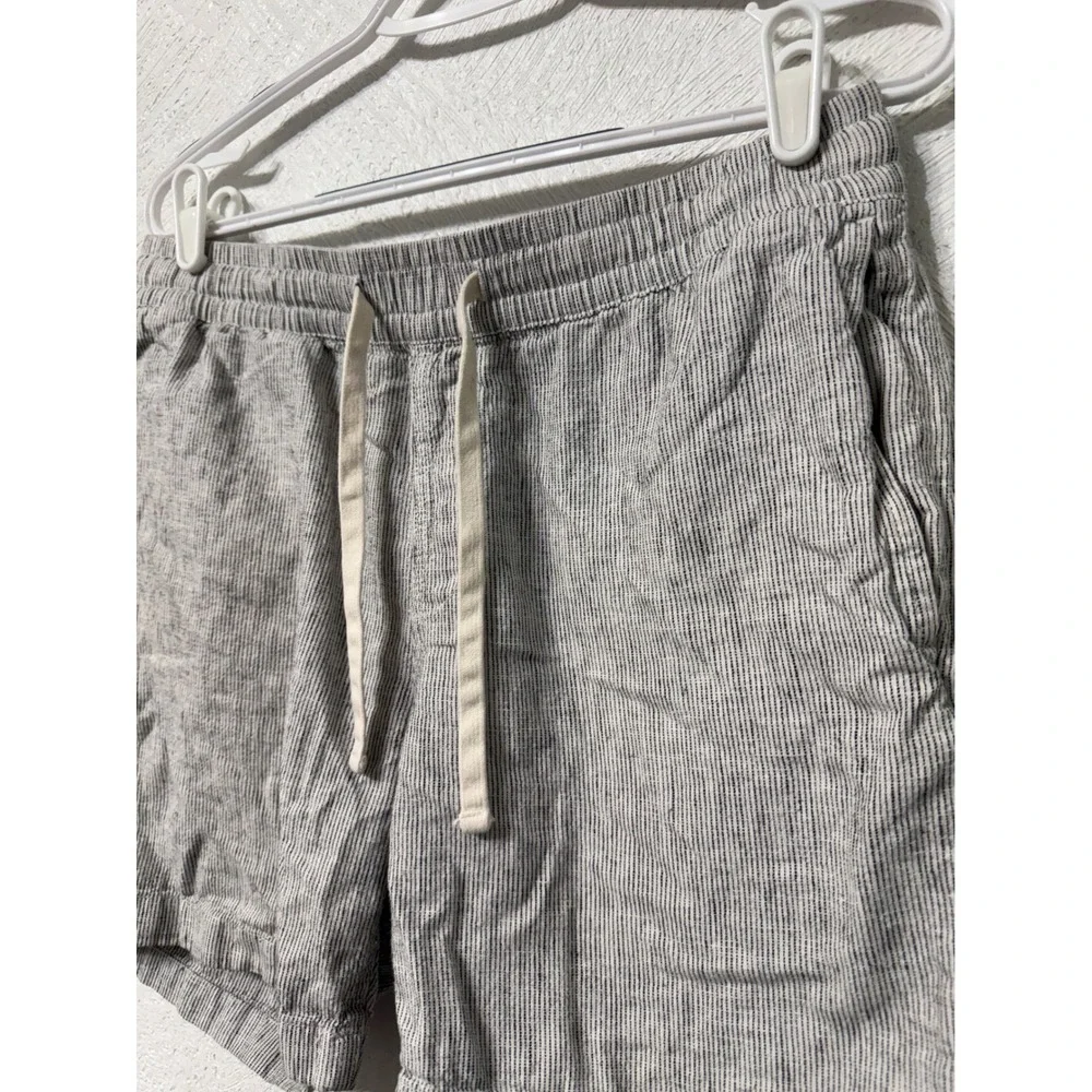 J.Crew Mens Dock Shorts Linen Cotton Blend Striped Grey White Size M Casual Work